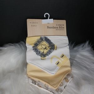 Modern Baby 3 Pack Bandana Bibs Reversible Set